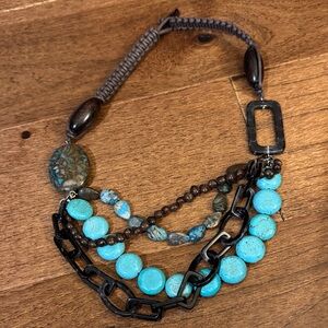 Kenneth Cole Turquoise and Brown Beaded Necklace
